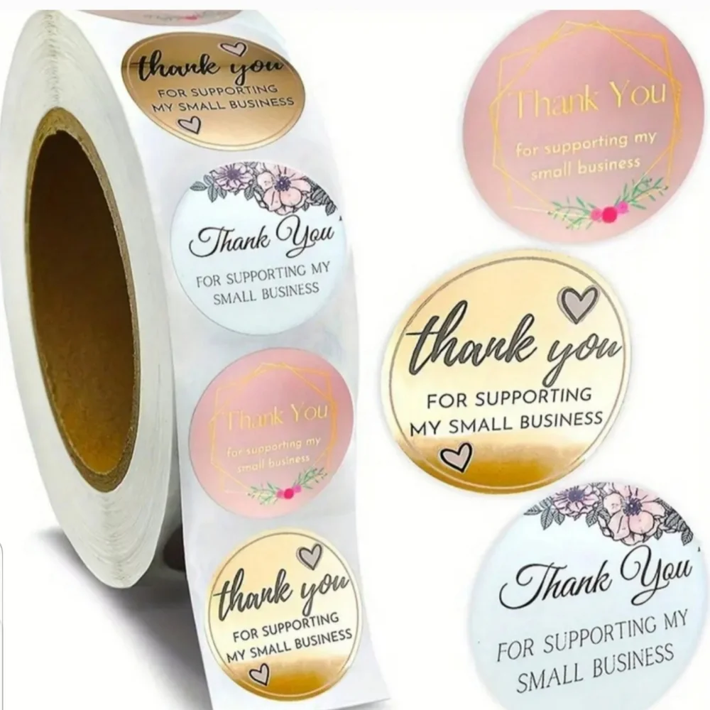 Bundled 50 Cards & 500 Thank You for Supporting My Business Stickers
